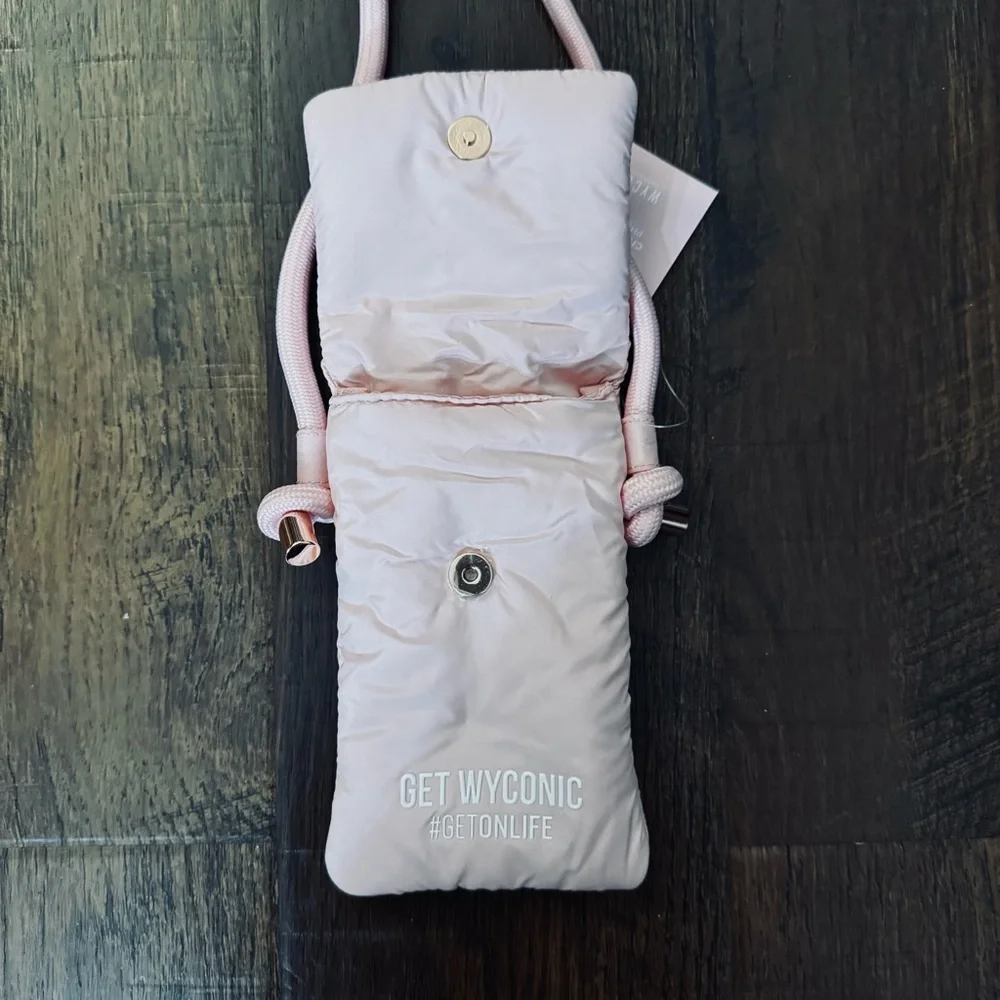 Bubble gum Pink padded phone bag with shoulder strap, NWT